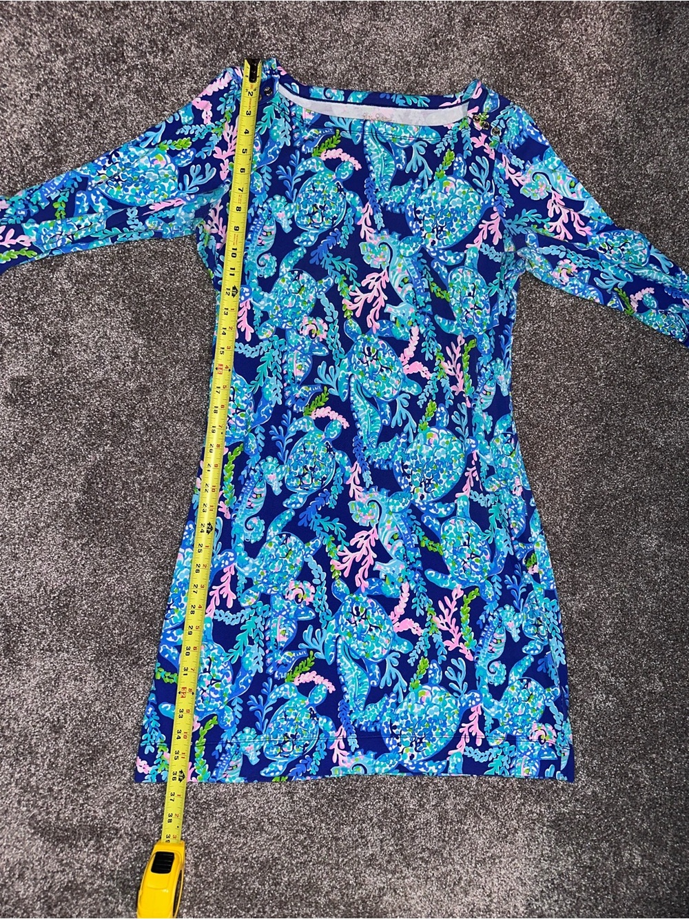 Lilly Pulitzer Sophie Dress, Tropical Blue Pink & Green, Size Large (L) - Picture 6 of 10